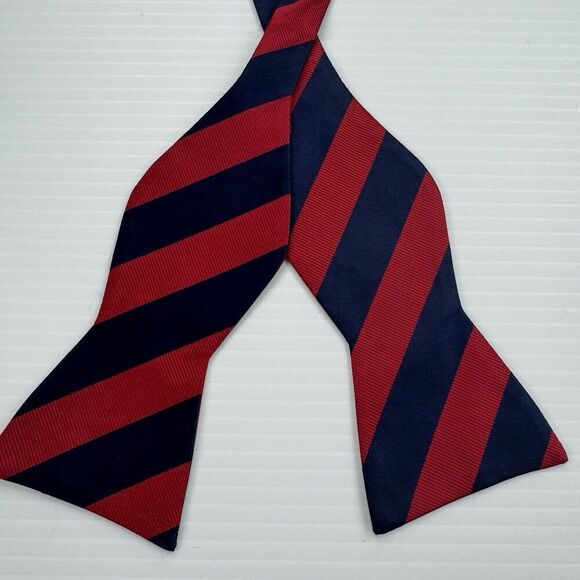 IZOD Men’s Bow Tie Red and Navy Blue Striped Adjustable - Picture 4 of 6